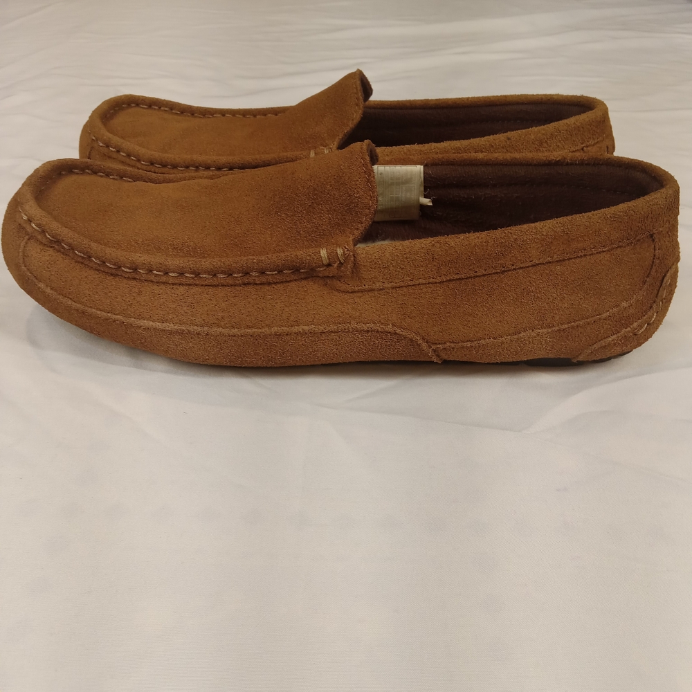 Ugg Alder Slipper Men US 10 Brown Suede Leather Moccasin Slip On Sheepskin Lined - Picture 3 of 11